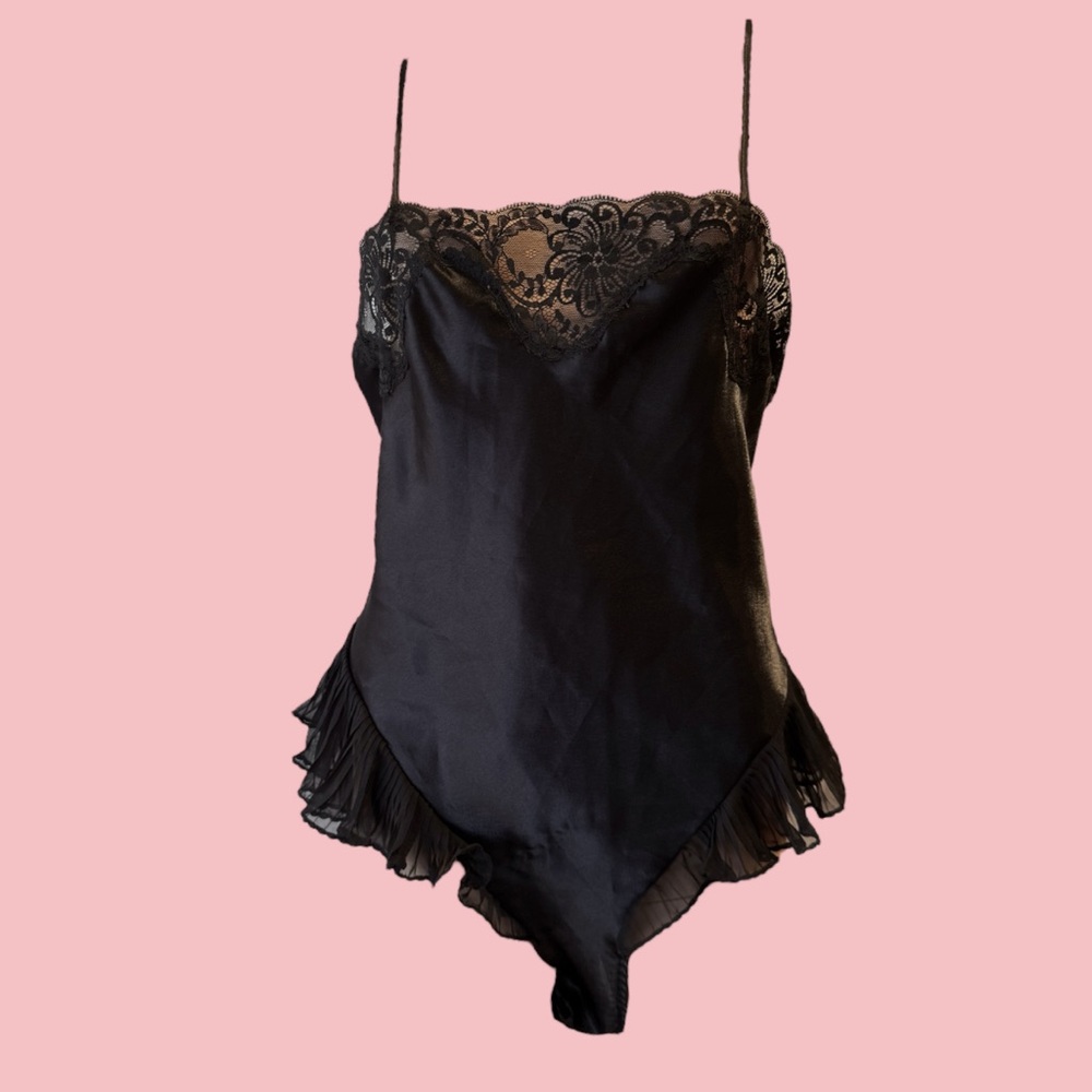 Vintage Fantasies by Morgan Taylor black satin teddy